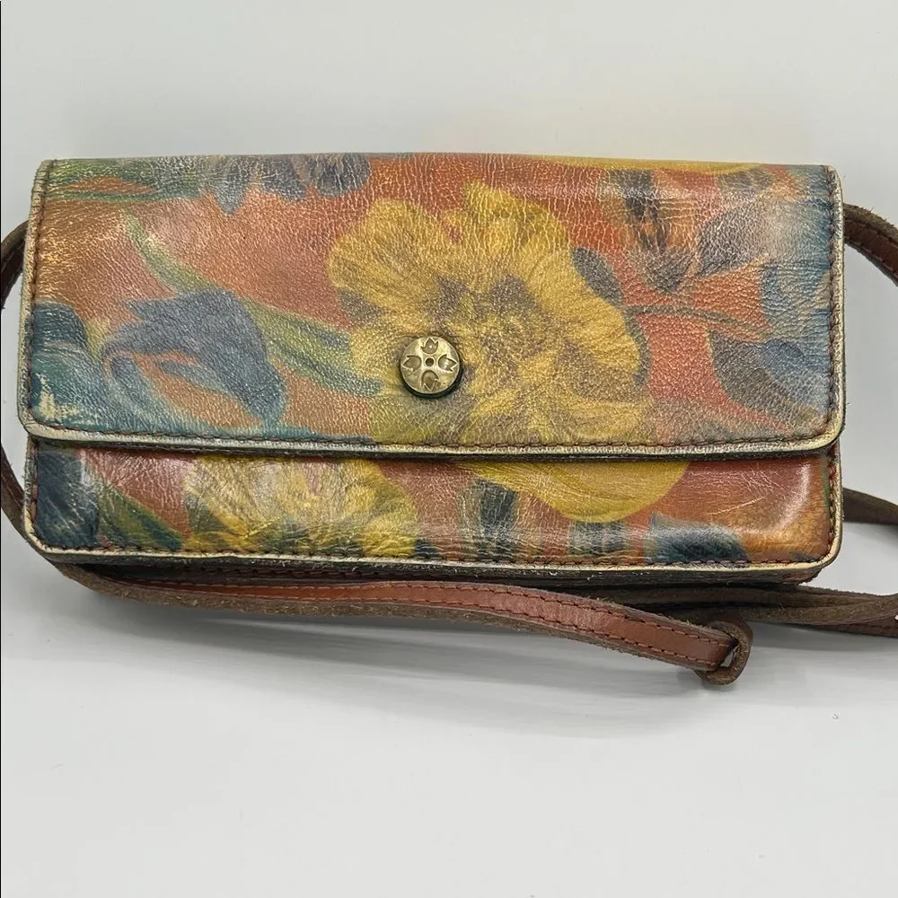 Patricia Nash Floral Leather Crossbody Organizer - Removable Strap